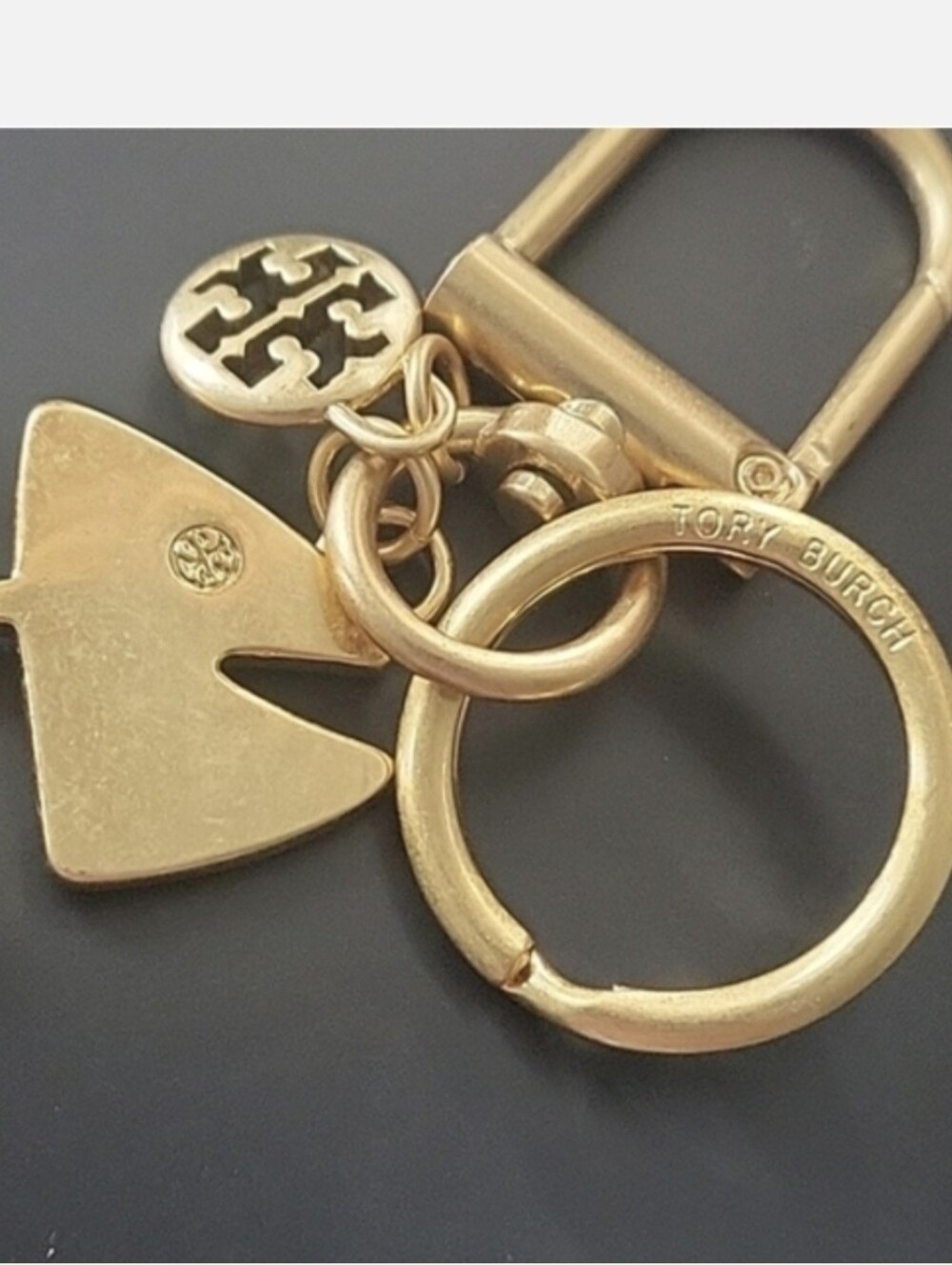 Tory Burch Gold Fishbone Enamel Keychain - Multicolor Accents - Picture 5 of 5